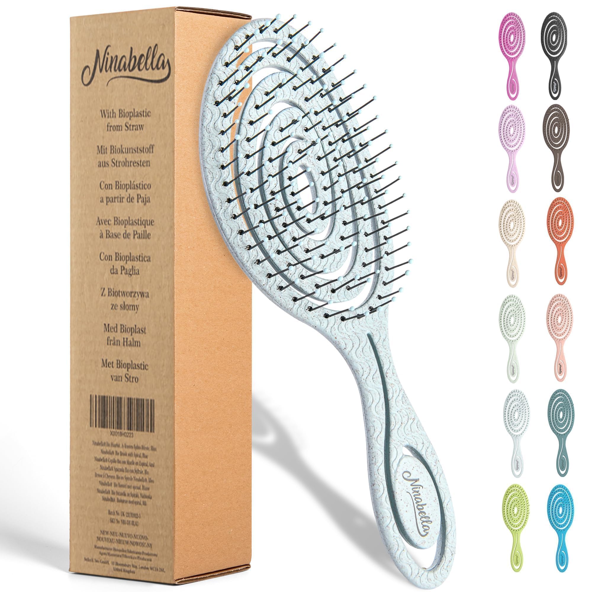 Buy now Ninabella Detangle Hair Brush for Women & Men - Does not Pull - Straightening Brushes for Straight & Curly Hair - Unique Spiral Detangling Hairbrush - Green at indiglob india