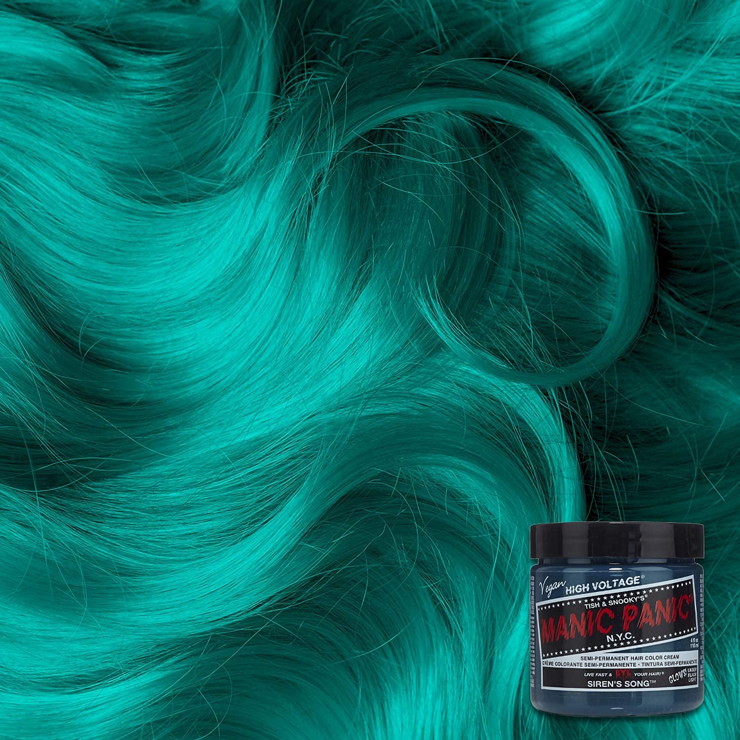 Buy now MANIC PANIC Classic Siren's Song Semi Permanent Hair Color - Neon Blue-Green Hair Dye for Women & Men That Lasts 4-6 Weeks - Vegan, Ammonia & Cruelty-Free - Create & Mix Custom Shades (4oz) at indiglob india