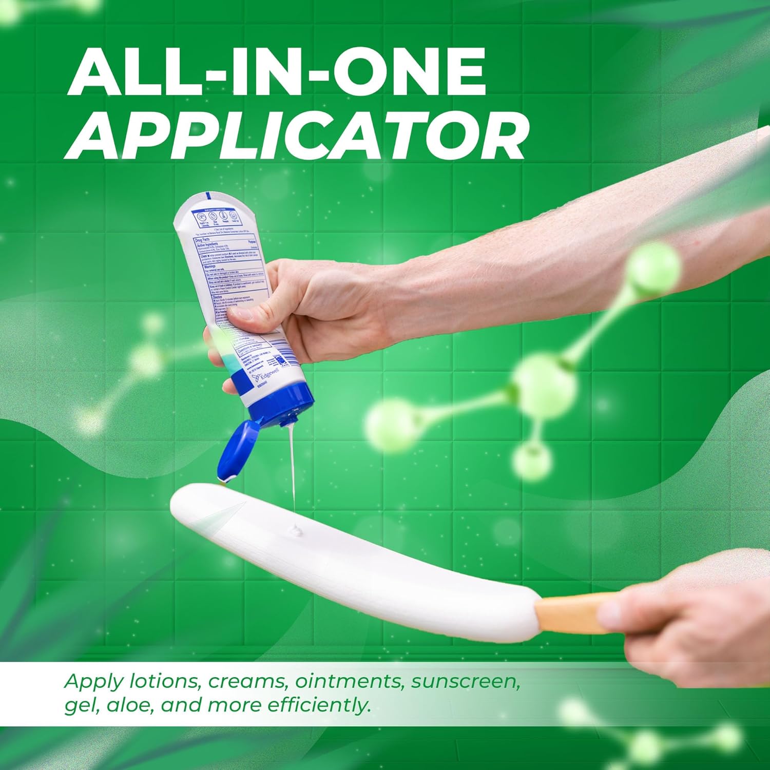 Buy now GranNaturals Lotion Applicator for your Back, Feet, and Legs - Sunscreen Applicator - Long Curved Easy Reach Body Brush for Suntan, Sunless Self-Tanning, Skin Cream, Acne, Body Wash - Elderly Aid at indiglob india
