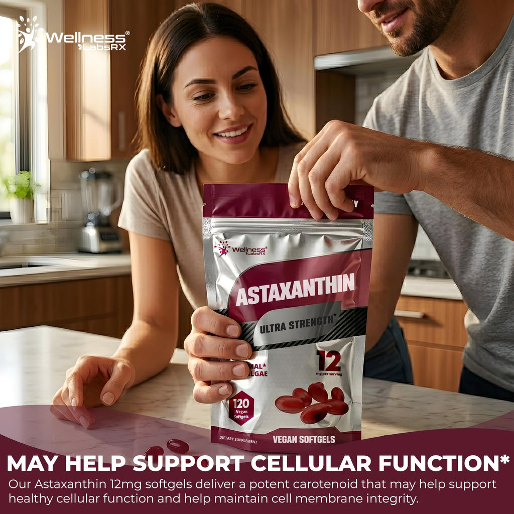 Astaxanthin 12mg, 120 Softgels, 4 Month Supply Axanthanin Supplement