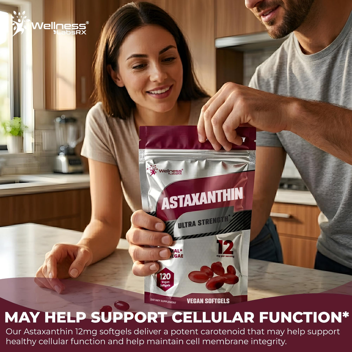 Astaxanthin 12mg, 120 Softgels, 4 Month Supply Axanthanin Supplement
