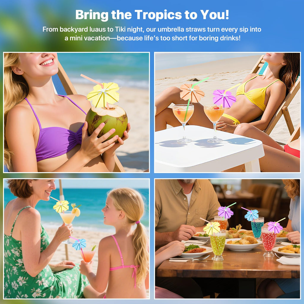 50PCS Umbrella Straws,Drink Umbrellas for Hawaiian,Tropical,Luau,Tiki Party