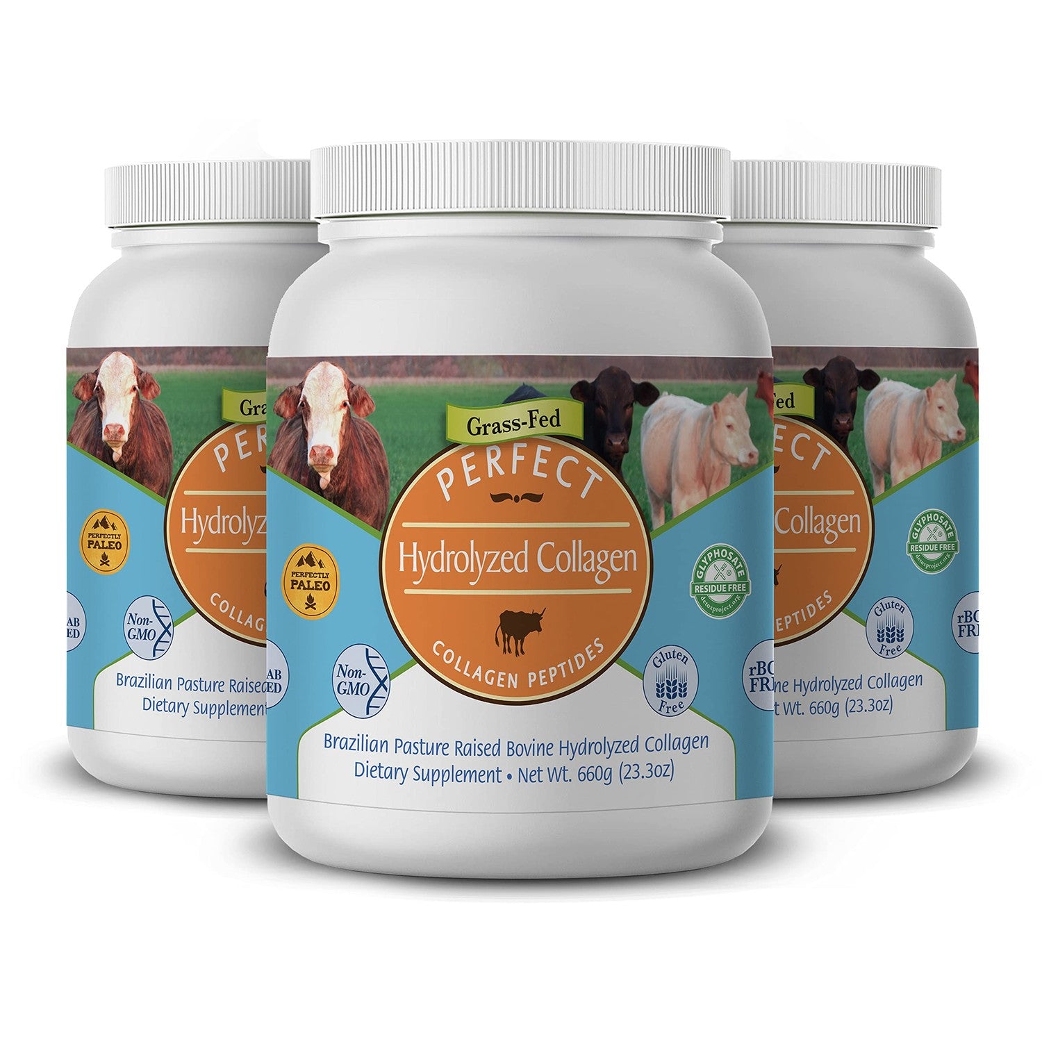Perfect Supplements – Unflavored Hydrolyzed Collagen Powder for Men and Women - Collagen Peptides - Mix in Hot Cold Liquids, Grass Fed, Easy Absorption, 660 Grams