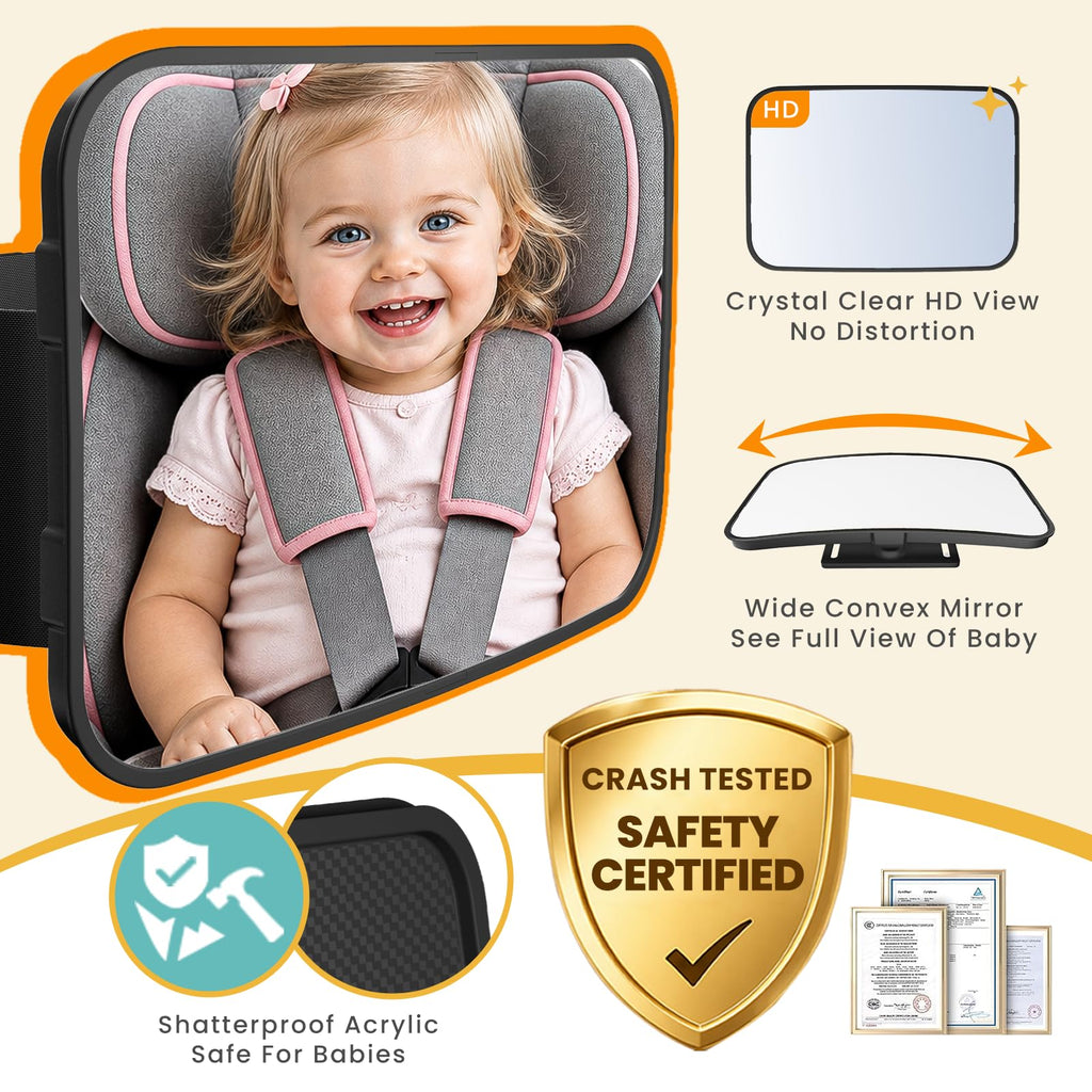 Car Mirror for Baby, Baby Car Mirror for Rear Facing Carseat Shatterproof