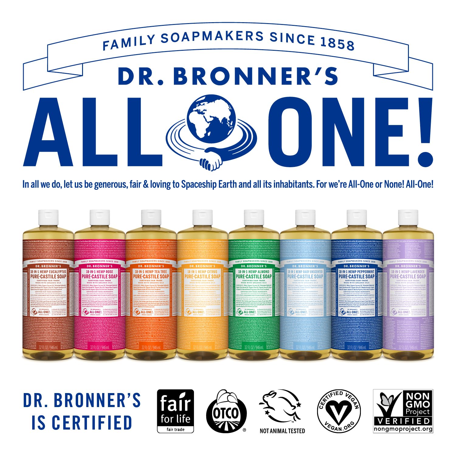 Buy now Dr. Bronner's Magic Soap-Pure-Castile Liquid Soap (Baby Unscented, 32 ounce, 2-Pack)-Regenerative Organic Certified Oils, 18-in-1 Uses: Body, Laundry & Dishes, For Sensitive Skin, No Fragrance at indiglob india
