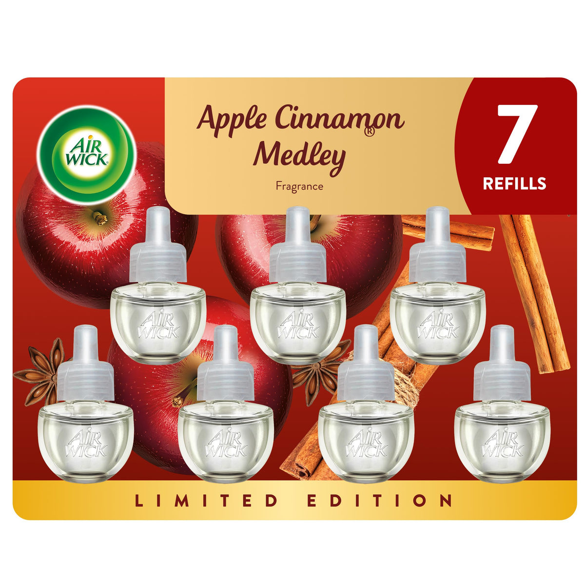 Air Wick Plug In Refill Apple Cinnamon Medley Fall Scent Essential Oils 7ct