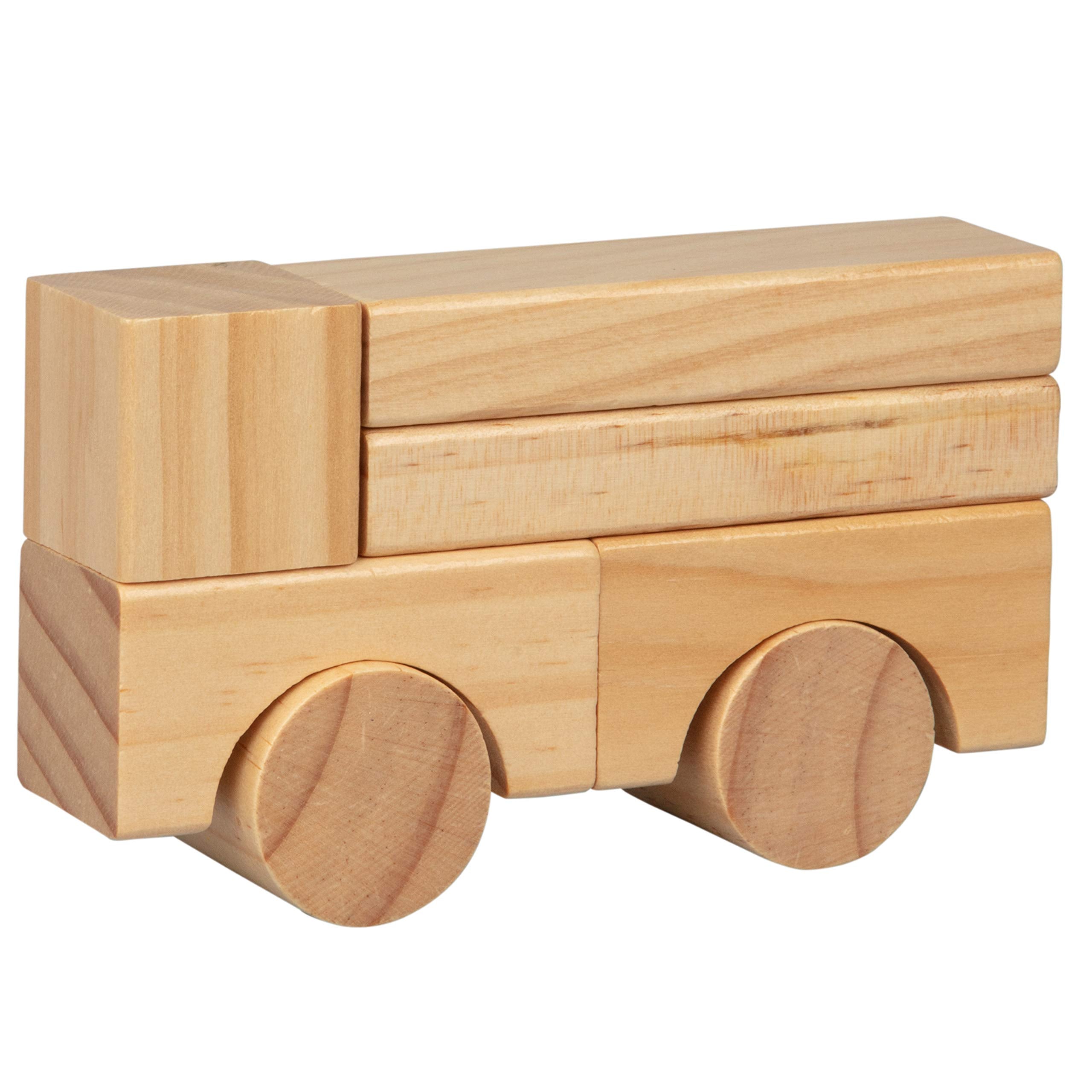 Buy now Wooden Blocks Set - 100 Pc Natural Colored Wood Building Block Toys- 100% Real Wood, 14 Different Shapes, Great Gift for Kids or School Project, Hands On Indoor Activity Play- Build, Stack and Create at indiglob india