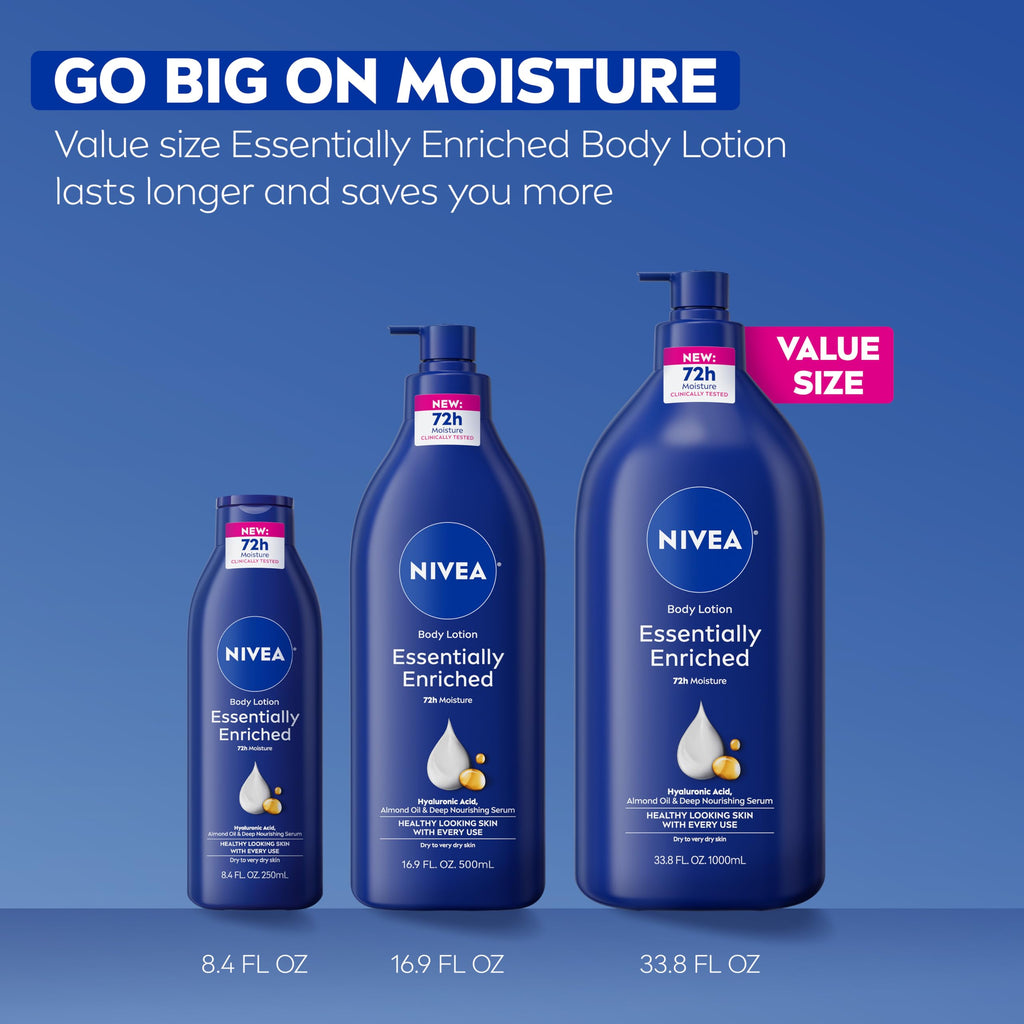 NIVEA Essentially Enriched Body Lotion Very Dry Skin, 33.8 Fl Oz Value Size