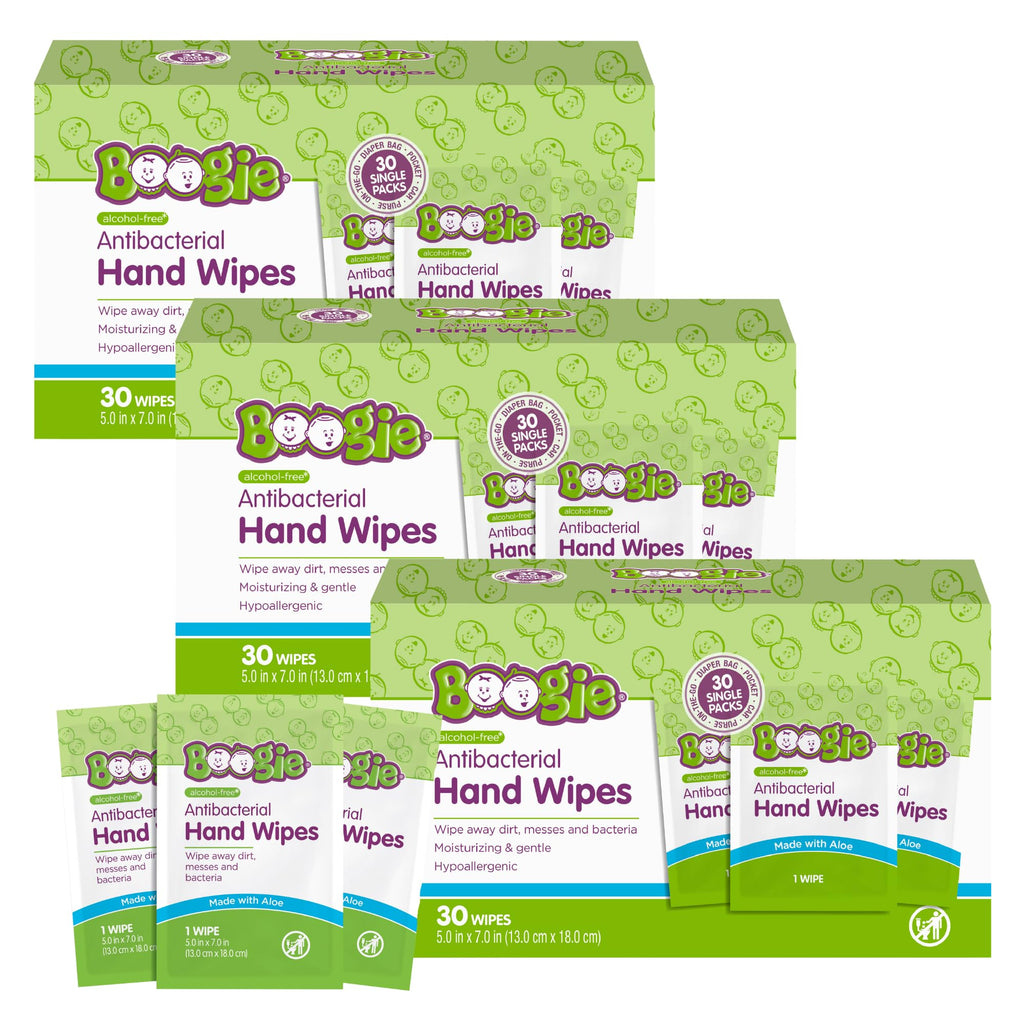 Boogie Antibacterial Hand Wipes - 90 Count