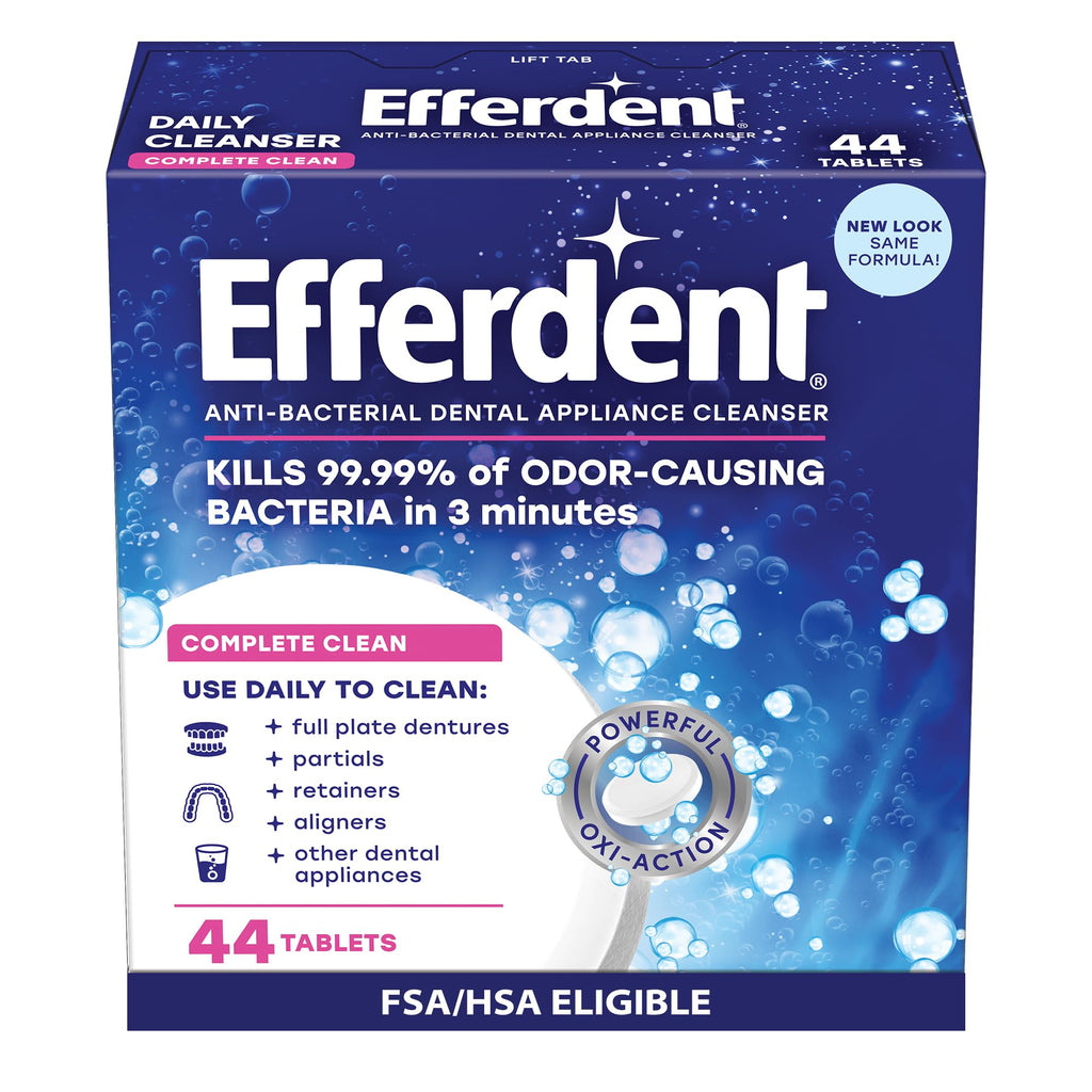 Buy now Efferdent Denture Cleaner Tablets â€“ Dental Appliances, Aligners, Mouth Guard, and Retainer Cleaner Tablets, Complete Clean, 126 Count at indiglob india