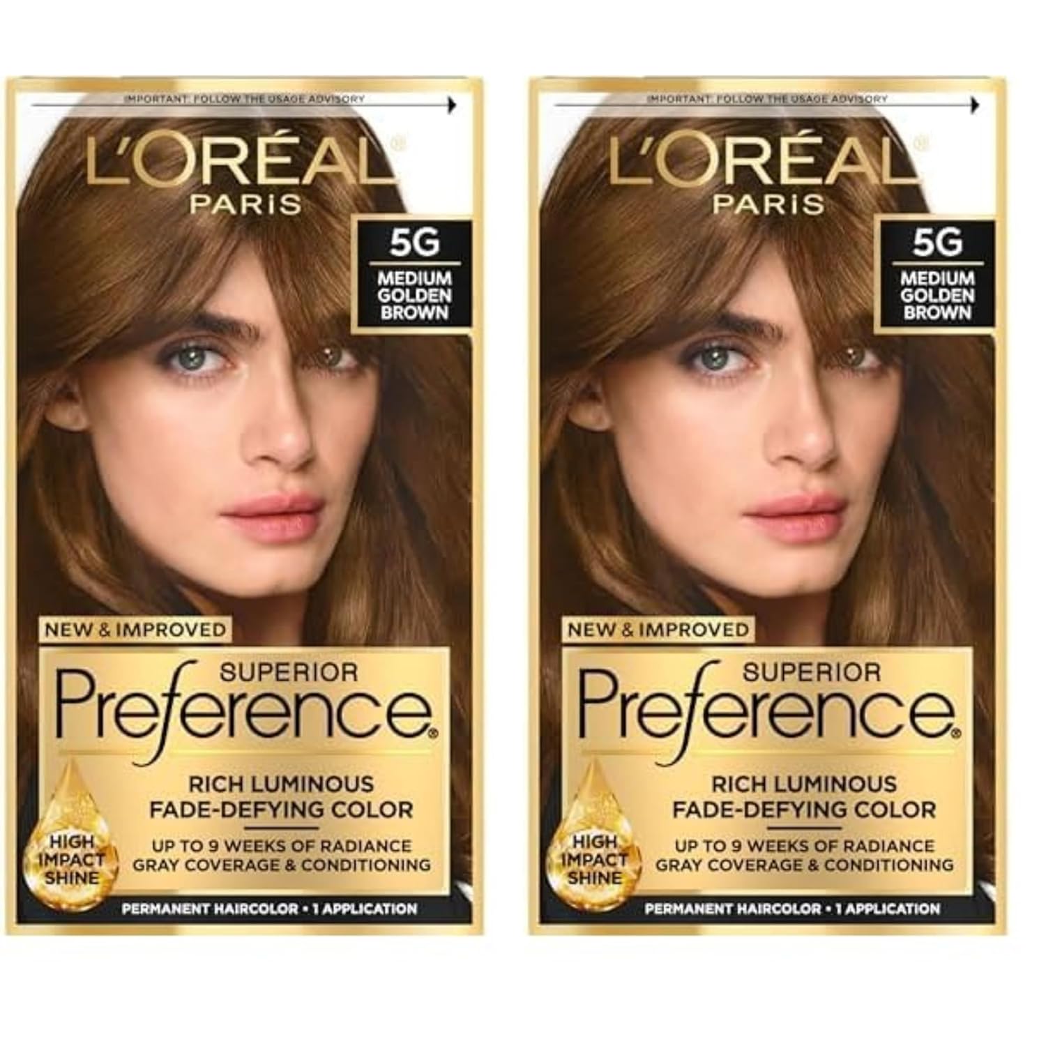 Buy now L'Oreal Paris Superior Preference Luminous Fade-Defying Permanent Hair Color, Hair Dye For Up to 9 Weeks of Radiance, Light Ash Blonde 9A, 1 Hair Dye Kit 5G Medium Golden Brown 1 Count (Pack of 2) at indiglob india