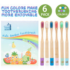 Kids Bamboo Toothbrushes, BPA-Free Soft Bristles, Eco-Friendly Natural Wooden Toddler Toothbrush, 6-Pack Travel Toothbrushes Set for Children