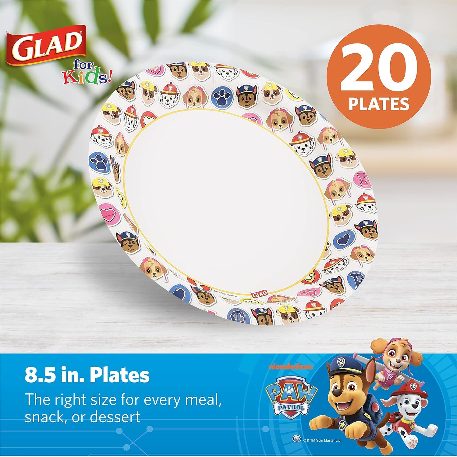 Buy now Glad for Kids Paw Patrol Emoji Paper Plates, 20 Count, 8.5 Inches | Paw Patrol Plates for Kids | Heavy Duty Disposable Soak Proof Microwavable Paper Plates for All Occasions at indiglob india