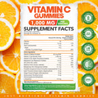 Vitamin C 1000mg Gummies – Chewable Multivitamin for Adults & Kids | Maximum Strength Immune Support with Vitamins A & E, Zinc, Magnesium & More – Natural Orange Flavor – Gluten Free, Non-GMO
