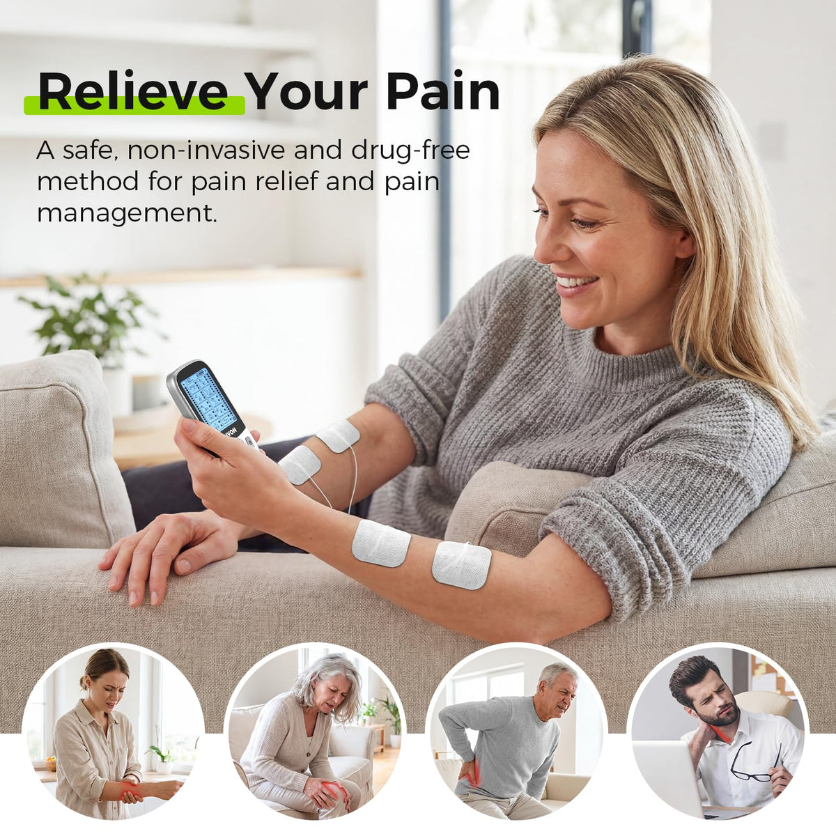 AUVON 24 Modes Dual Channel TENS Unit Muscle Stimulator for Pain Relief
