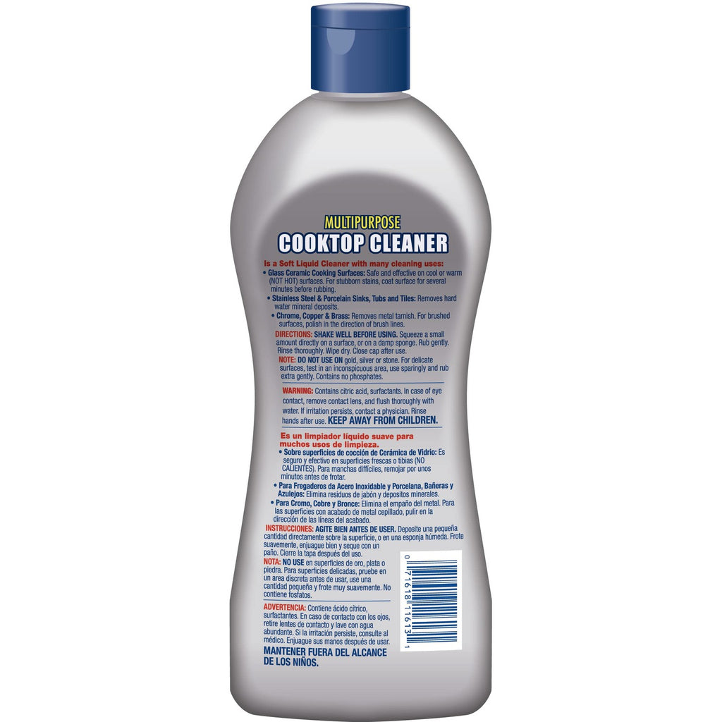 Bar Keepers Friend Cooktop Cleaner (2 x13 oz) + Scraper - Multipurpose Liquid Stovetop Cleanser, Safe for Use on Glass & Ceramic Cooking Surfaces, Copper, Brass, Chrome, Stainless Steel & Porcelain