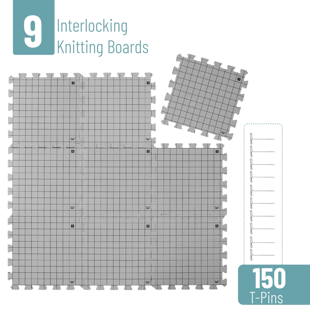 Mr. Pen- Blocking Mats for Knitting & Crochet Projects, 12" x 12"
