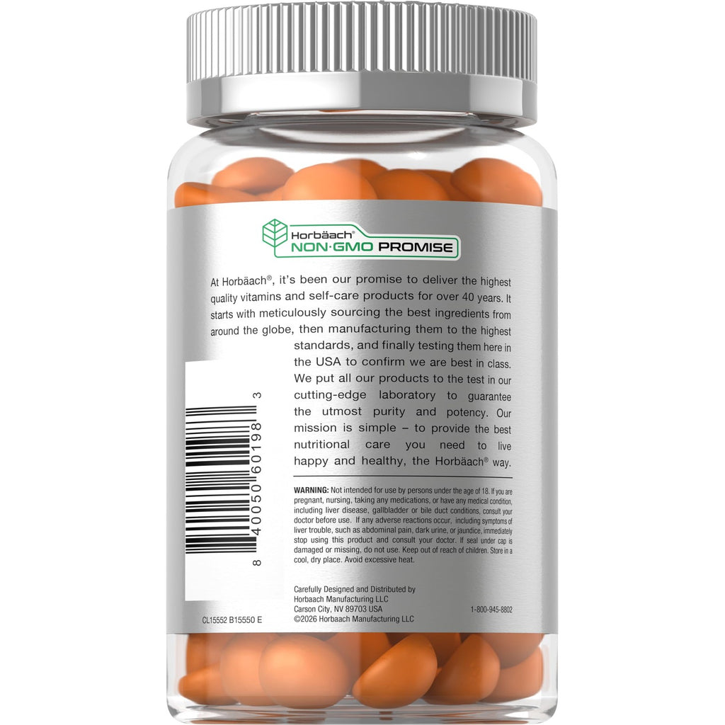 Horbäach Turmeric and Ginger Gummies | 120 Count | Peach Flavor