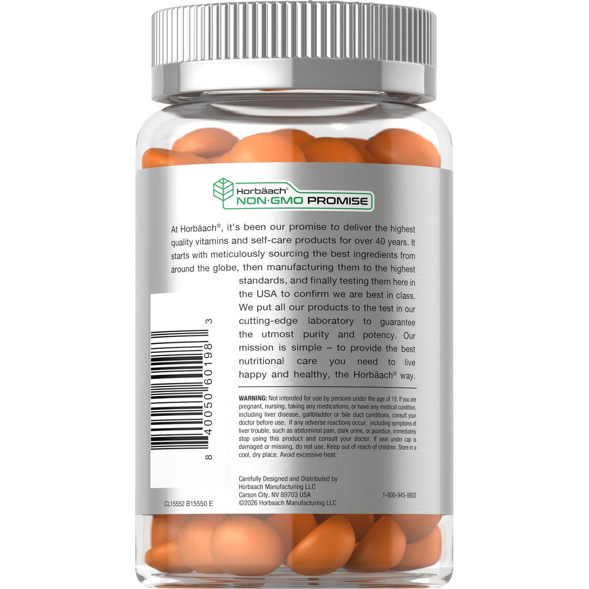 Horbäach Turmeric and Ginger Gummies | 120 Count | Peach Flavor