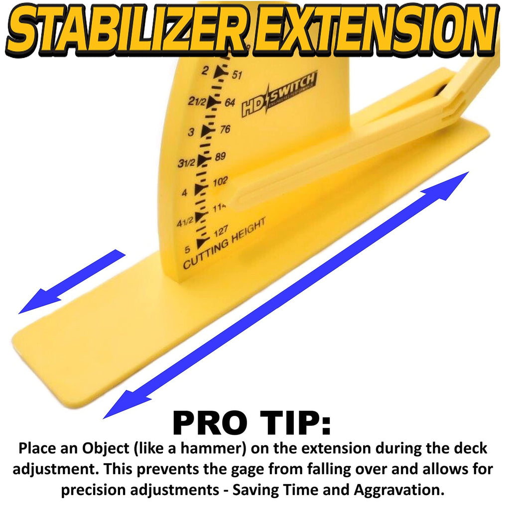 HD Switch Deck Leveler Gage w/NO-Flex Rigid Arm & Anti-TIP Extended Base
