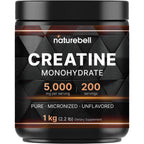 NatureBell Micronized Creatine Monohydrate Powder, 200 Servings | 5g Per Serving. Creatine Bulk Supply (1 kg / 2.2 lb). Unflavored & Easy-to-Mix. Keto, Vegan, Filler Free.