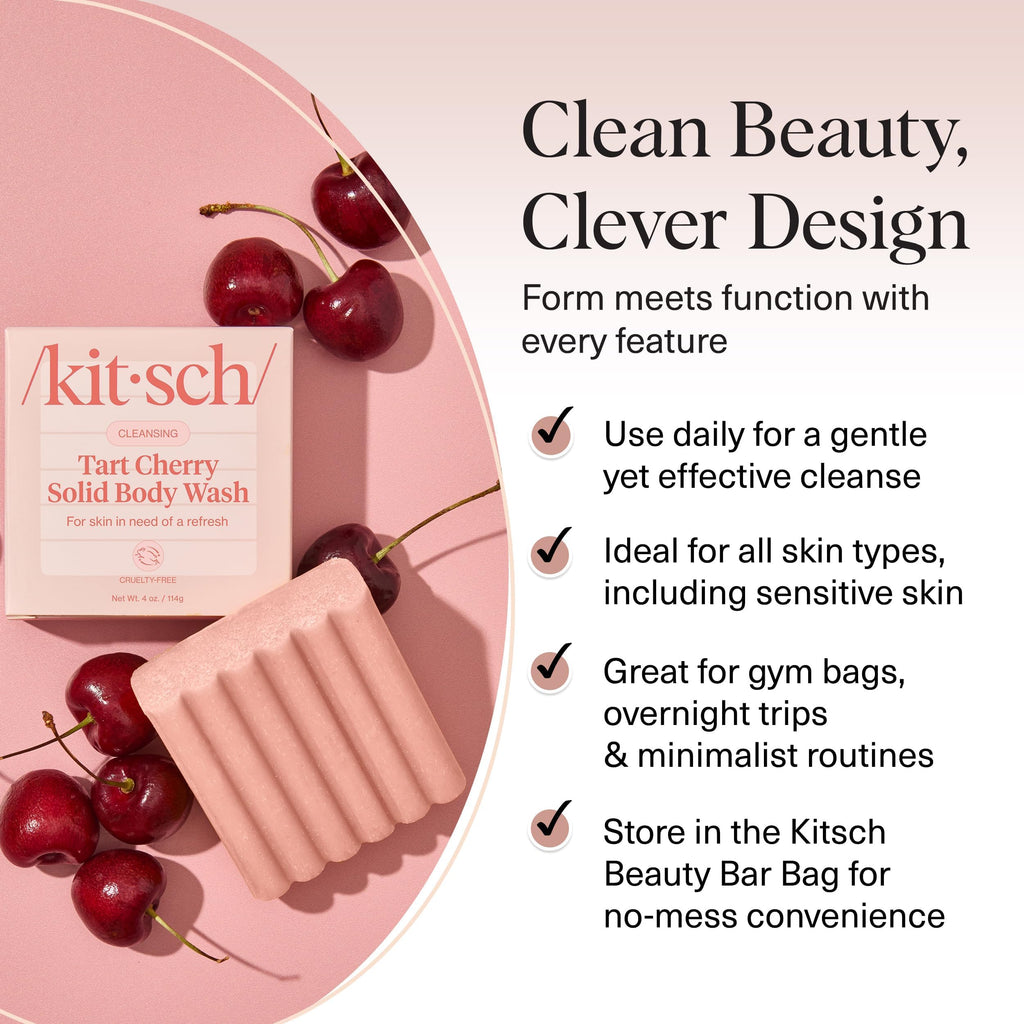 Buy now Kitsch Cleansing Tart Cherry Soap Bar with Refreshing Scent - Eco-Friendly Body Wash Women Love - Cherry Solid Bar Soap for Daily Use - Silicone, Sulfate and Paraben Free, Made in USA - 4oz at indiglob india