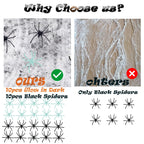 300 sqft Spider Webs Halloween Decorations, Super Stretchy Web Cobwebs with 10 Glow Fake and Creepy Black Spiders White Webbing Haunted House Party Supplies Spooky Home Office Yard Decor