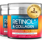 Retinol Cream for Face with Hyaluronic Acid, Day-Night Anti-Aging Moisturizer for Women, Men, Collagen Cream for Face Reduces Wrinkles, Dryness, 1.85 Oz