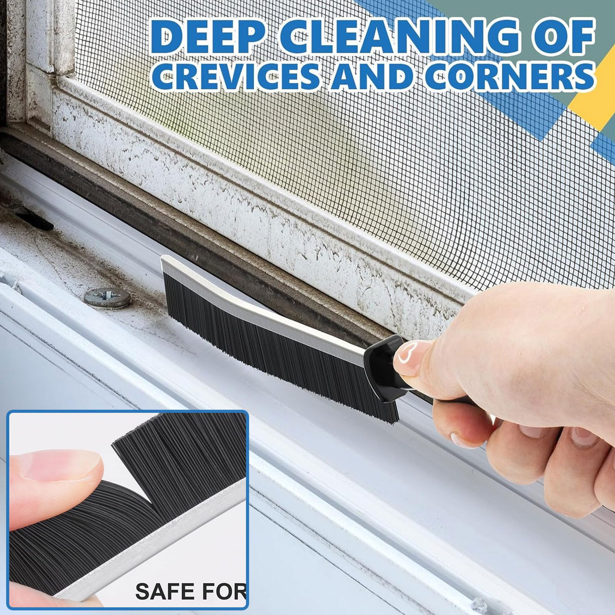 Crevice Cleaning Brush Set (12 Pack) – Hard Bristle Gap Cleaning Tool for Window Tracks, Grout & Bathroom Corners – Thin Deep Cleaning Brush for Kitchen Sink, Sliding Door Tracks & Tight Spaces