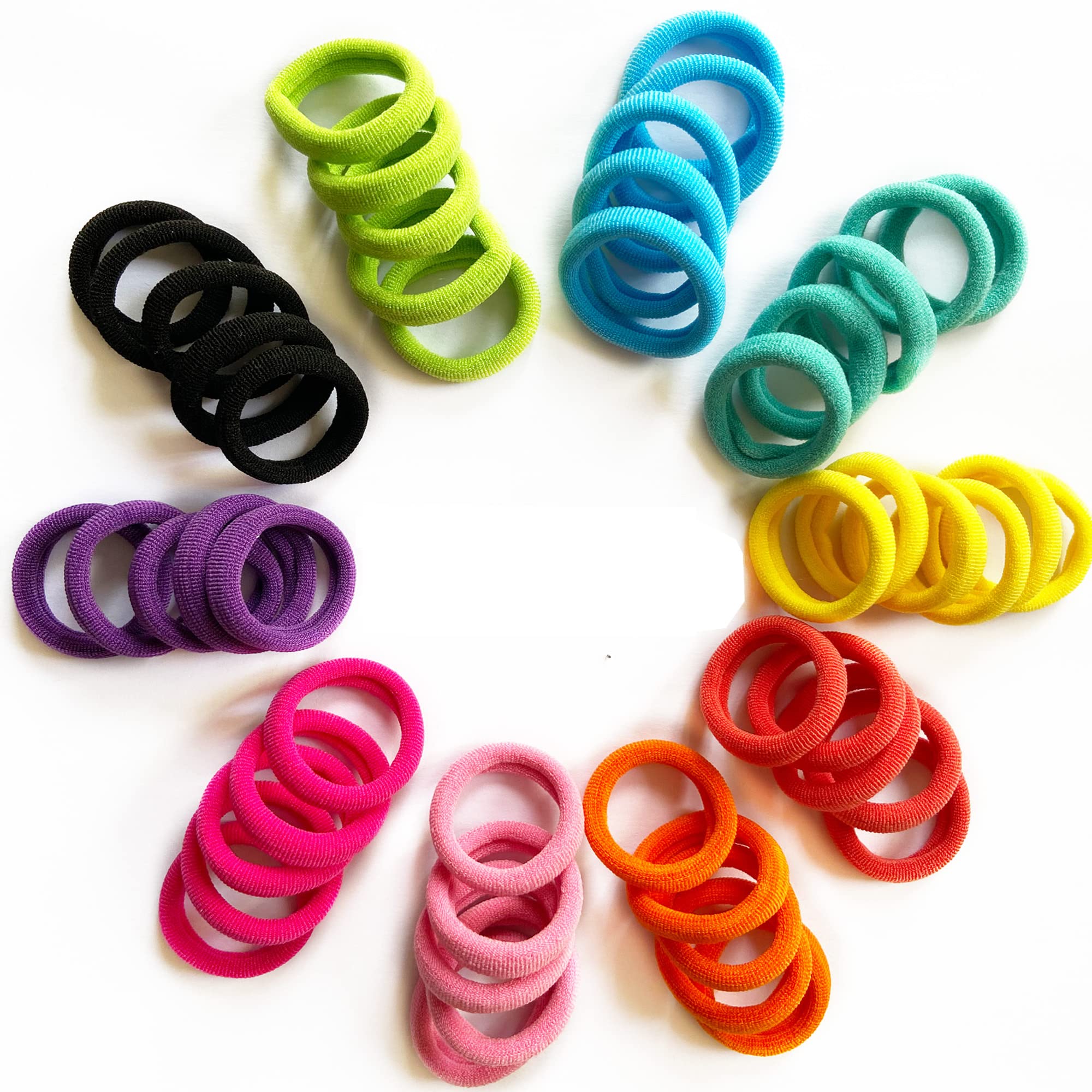 100 Pcs Baby Hair Ties, Cotton Ponytail Holders, No Damage Elastics | Cotton Toddler Hair Ties for Girls and Kids, Multicolor Small Soft No Damage Hair Elastics Ponytail Holders(10Colors)