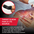 MUELLER Sports Medicine Adjustable Elbow Brace, Elbow Pain Relief Support Sleeve for Men and Women, For Tennis, Golf, Painting, Factory-Line Work, and More, Black, One Size