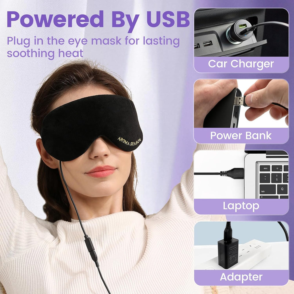Buy now Aroma Season Heated Eye Mask, Warm Eye Compress for Dry Eyes MGD Stye Blephartitis Sinus Migraine, Graphene Heating Element with Natural Lavender Pack (Black) at indiglob india
