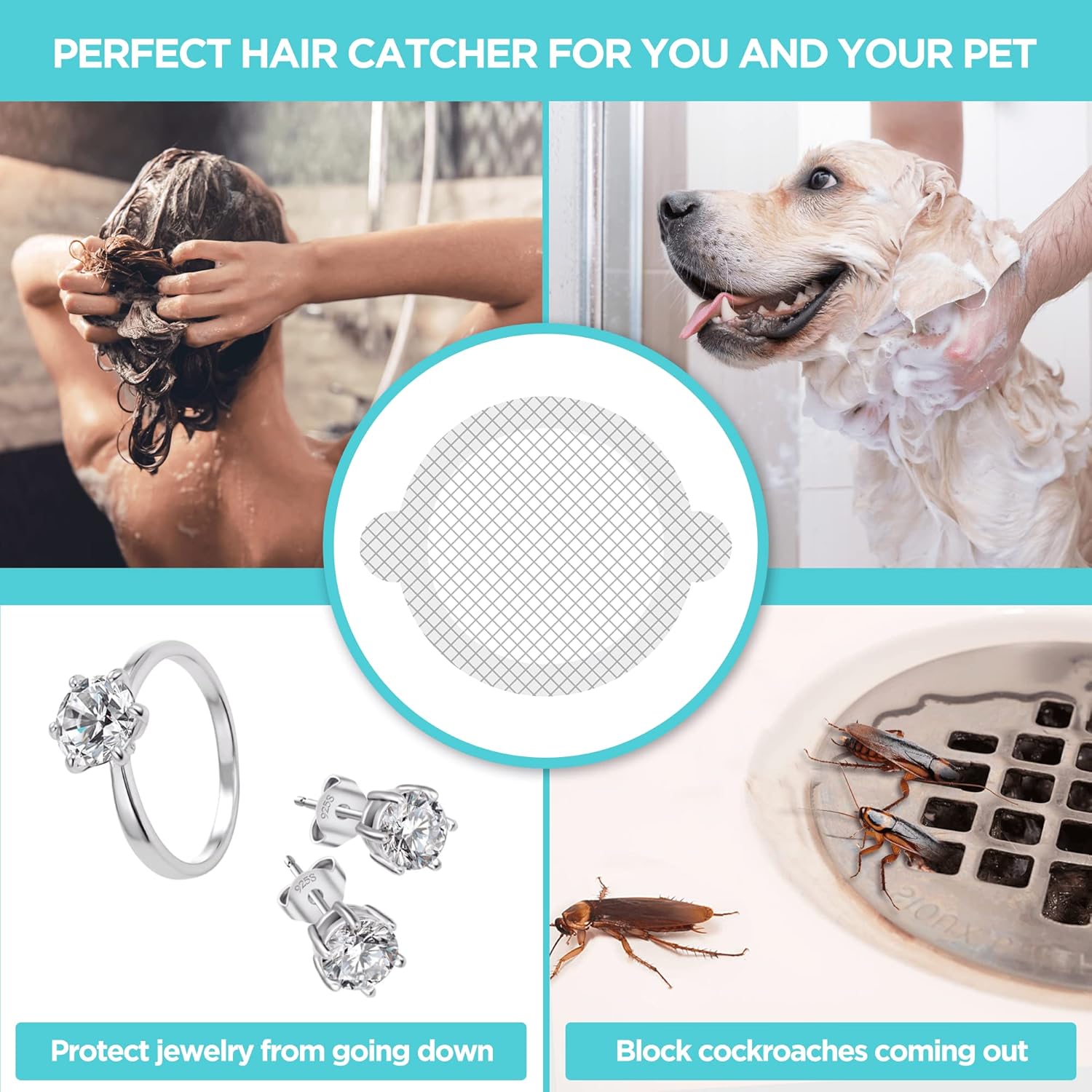 Buy now 50 Pack, Disposable Shower Drain Hair Catcher Mesh Stickers… at indiglob india