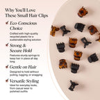 Kitsch Mini Hair Clips for Women - Tortoise & Black, 16 Pcs | Stays In Place Without Pulling or Snagging, Durable & Sturdy Plastic Small Hair Clips For Bangs, Stylish Hair Accessories