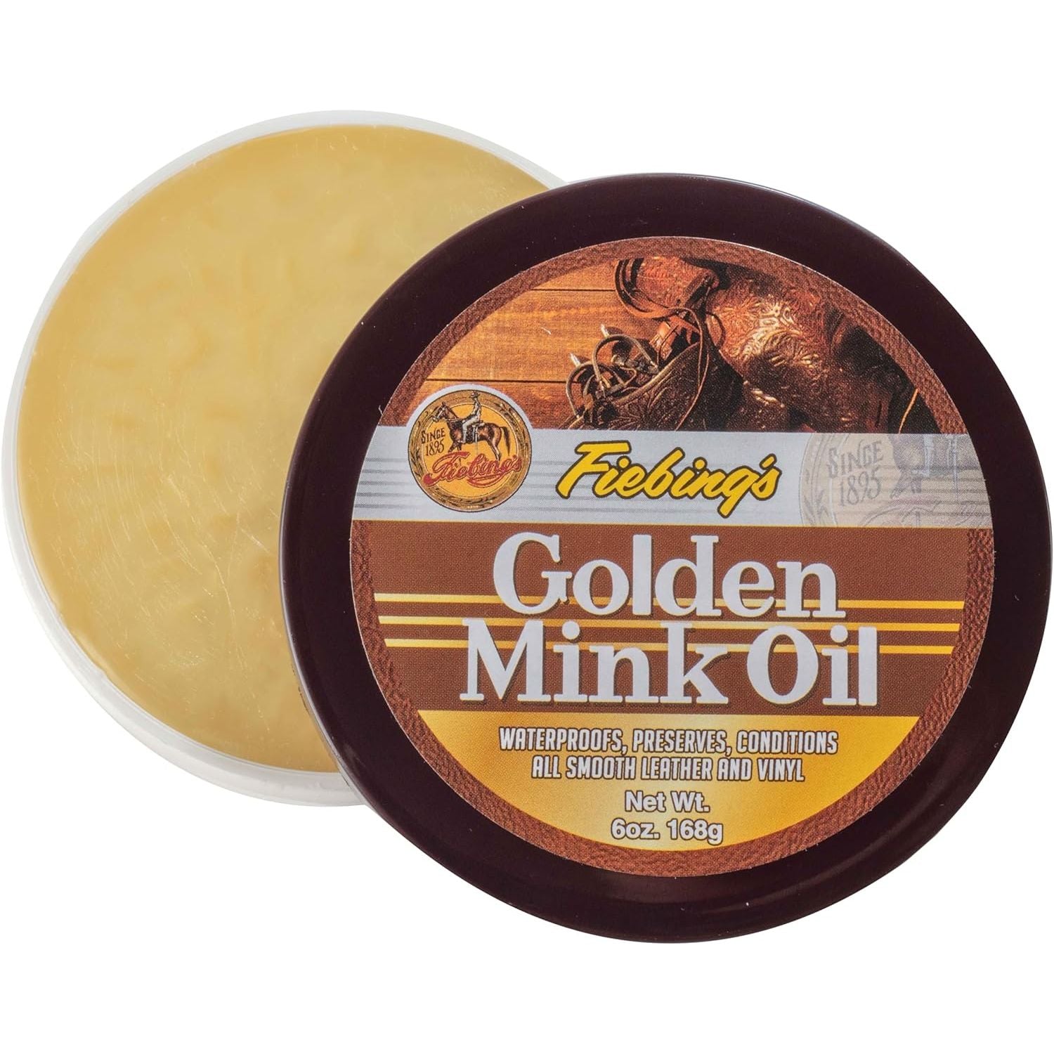 Buy now Fiebing's Golden Mink Oil for Leather Boots (6 oz) - Leather Cleaner & Conditioner - Waterproof, Preserve, Soften All Smooth Leathercraft & Vinyl - Prevents Salt Stains - Use On Couch, Shoe, Purse 6 Ounce (Pack of 1) at indiglob india
