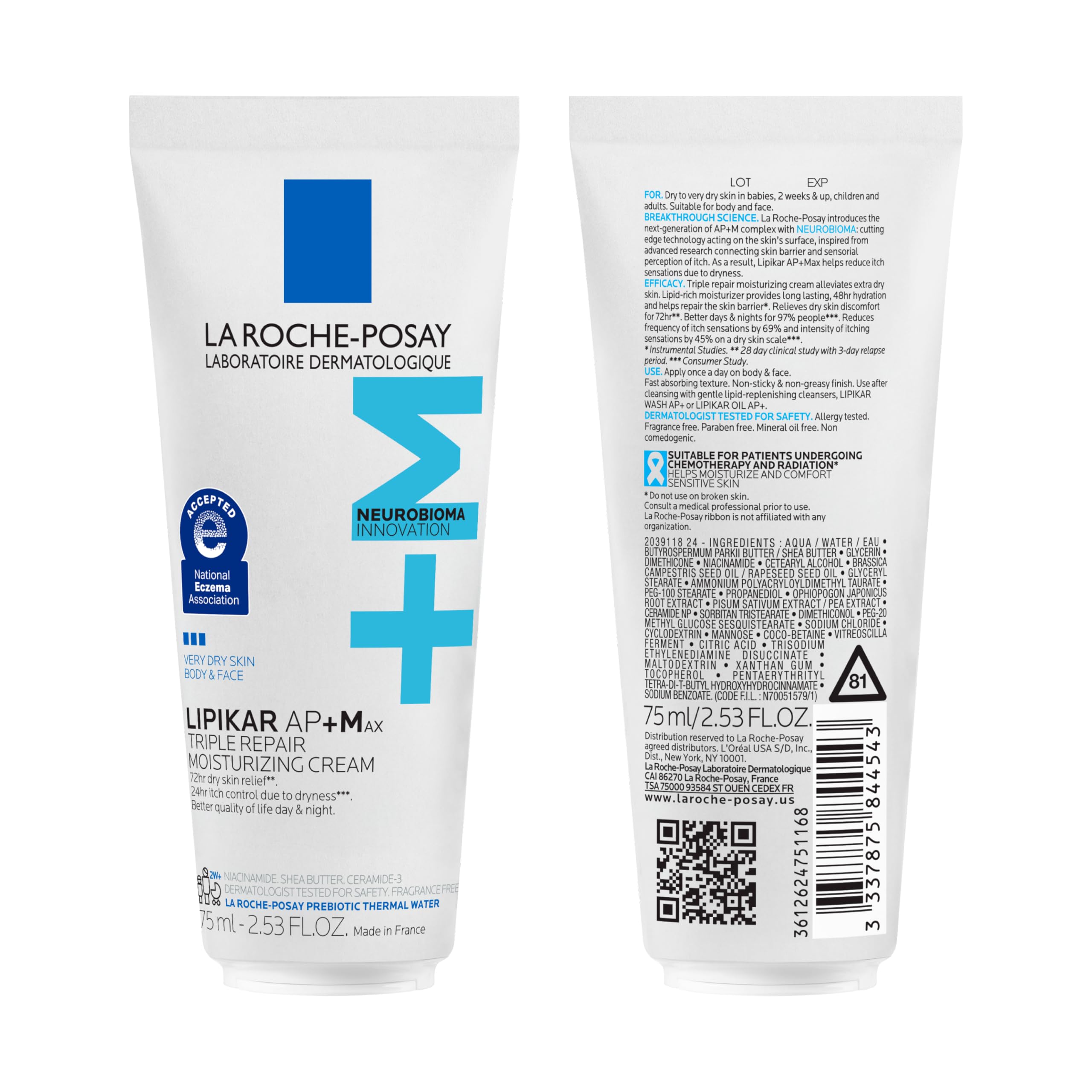 La Roche-Posay Lipikar AP+MAX Triple Repair Moisturizing Body Cream | Face & Body Lotion for Dry Skin with Shea Butter & Niacinamide | Gentle Moisturizer for Very Dry, Rough & Sensitive Skin