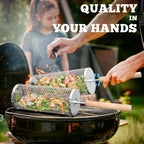 Rolling Grill Basket, Grilling Accessories, Outdoor Camping, Gifts for Men