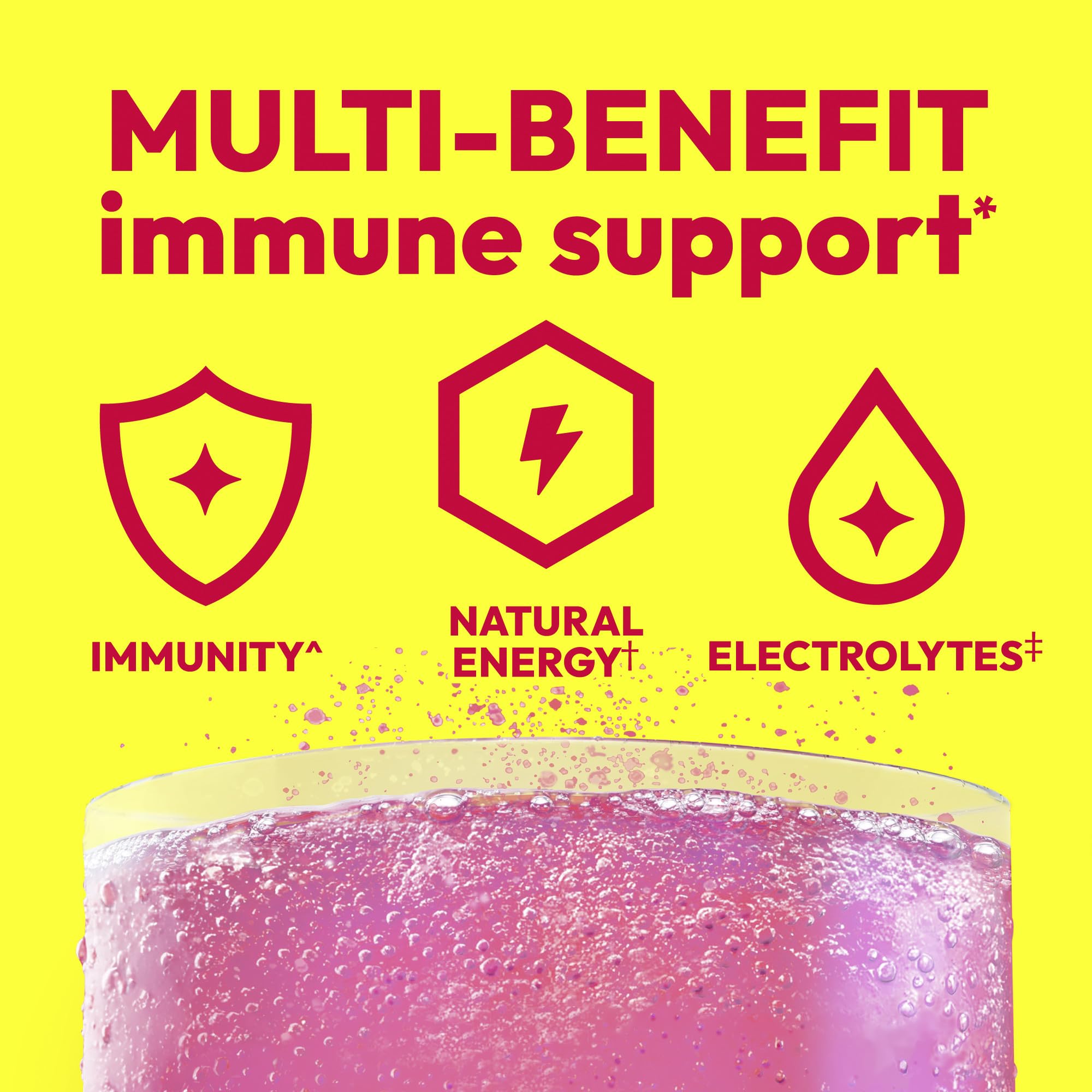 Emergen-C 1000mg Vitamin C Immune Support Powder, Raspberry, 60 ct | B Vitamins for Energy, Zinc and Manganese, Electrolytes, Natural Flavor, Caffeine Free, Vitamin D