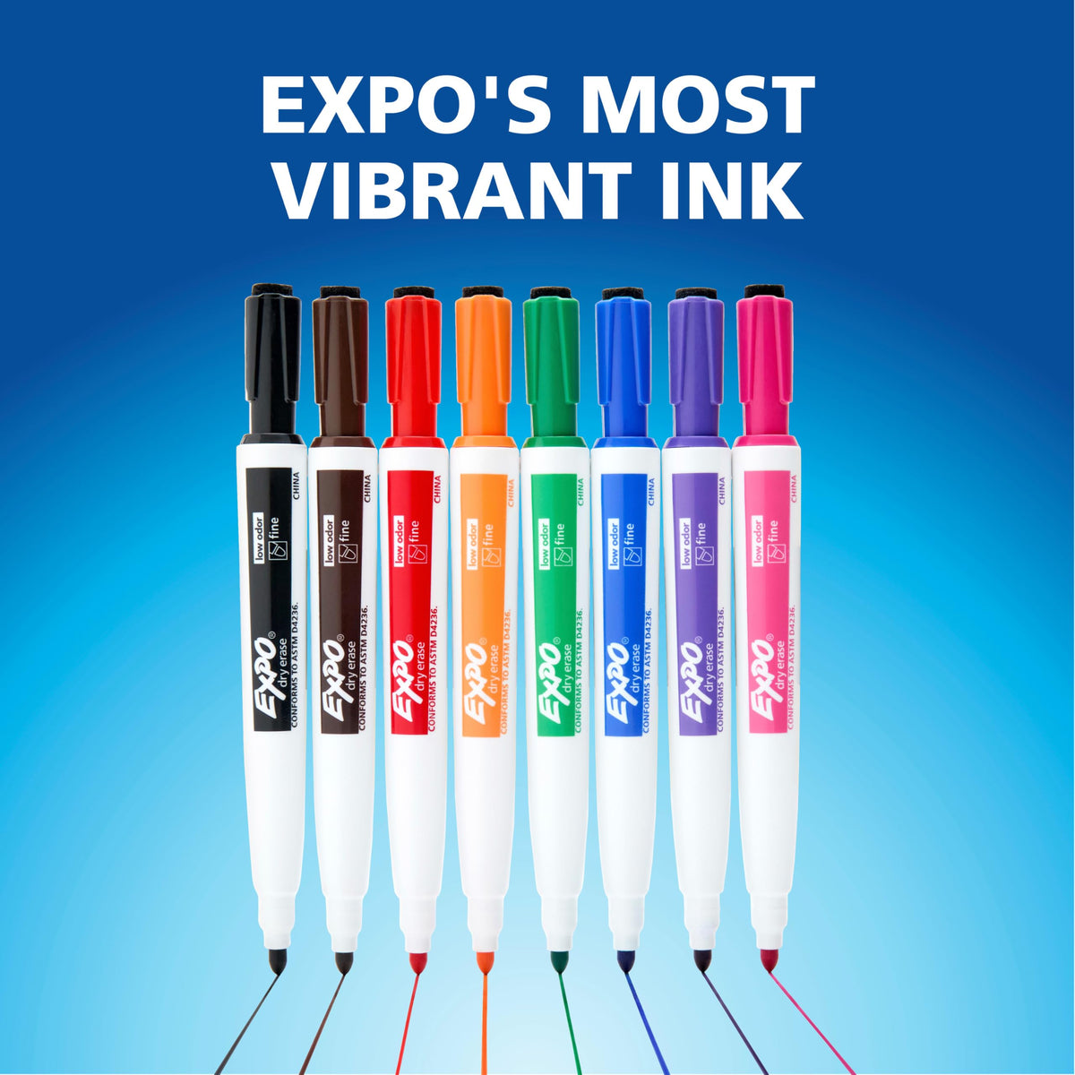 EXPO Magnetic Dry Erase Markers with Built-In Eraser, Fine Tip, Assorted Colors, 8 Count - Classroom White Board, Teacher Supplies, School Locker