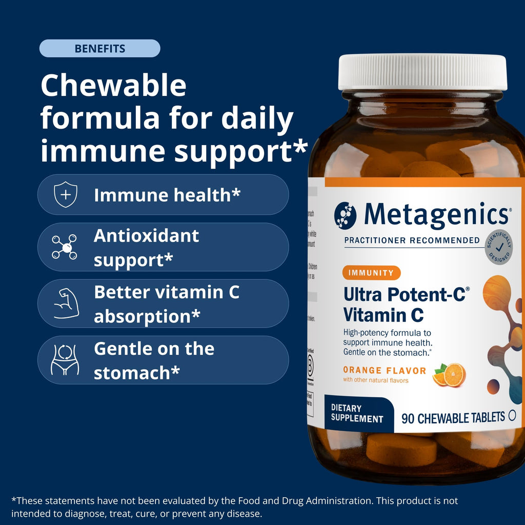 Metagenics Ultra Potent-C Chewable, Natural Orange Blast Flavor, 90 Tablets