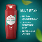 Old Spice Refreshing Body Wash for Men, High Endurance, 3X Defense, 24/7 Shower Fresh with Long Lasting Scent, Pure Sport Scent, 24 oz (Pack of 2)