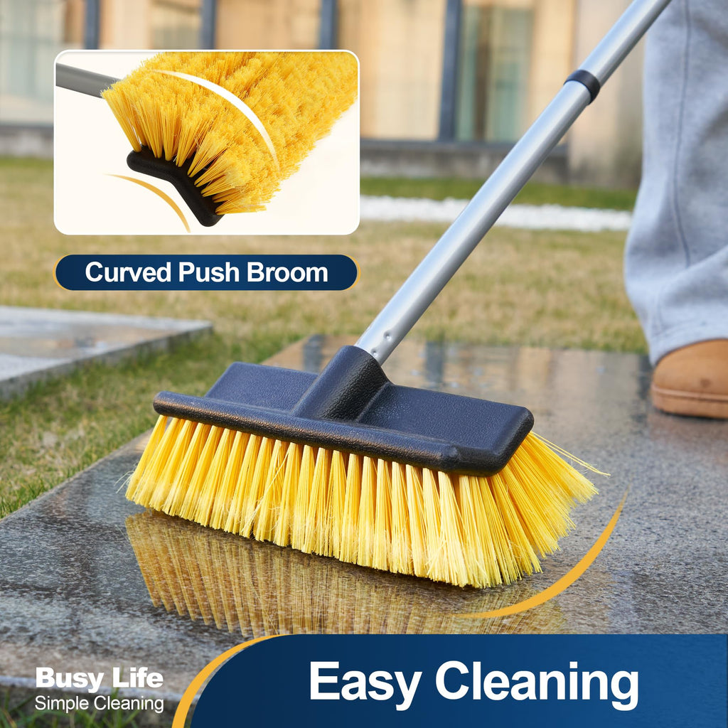 Yocada Deck Brush with 4-Section Extendable Handle Floor Scrub Brush