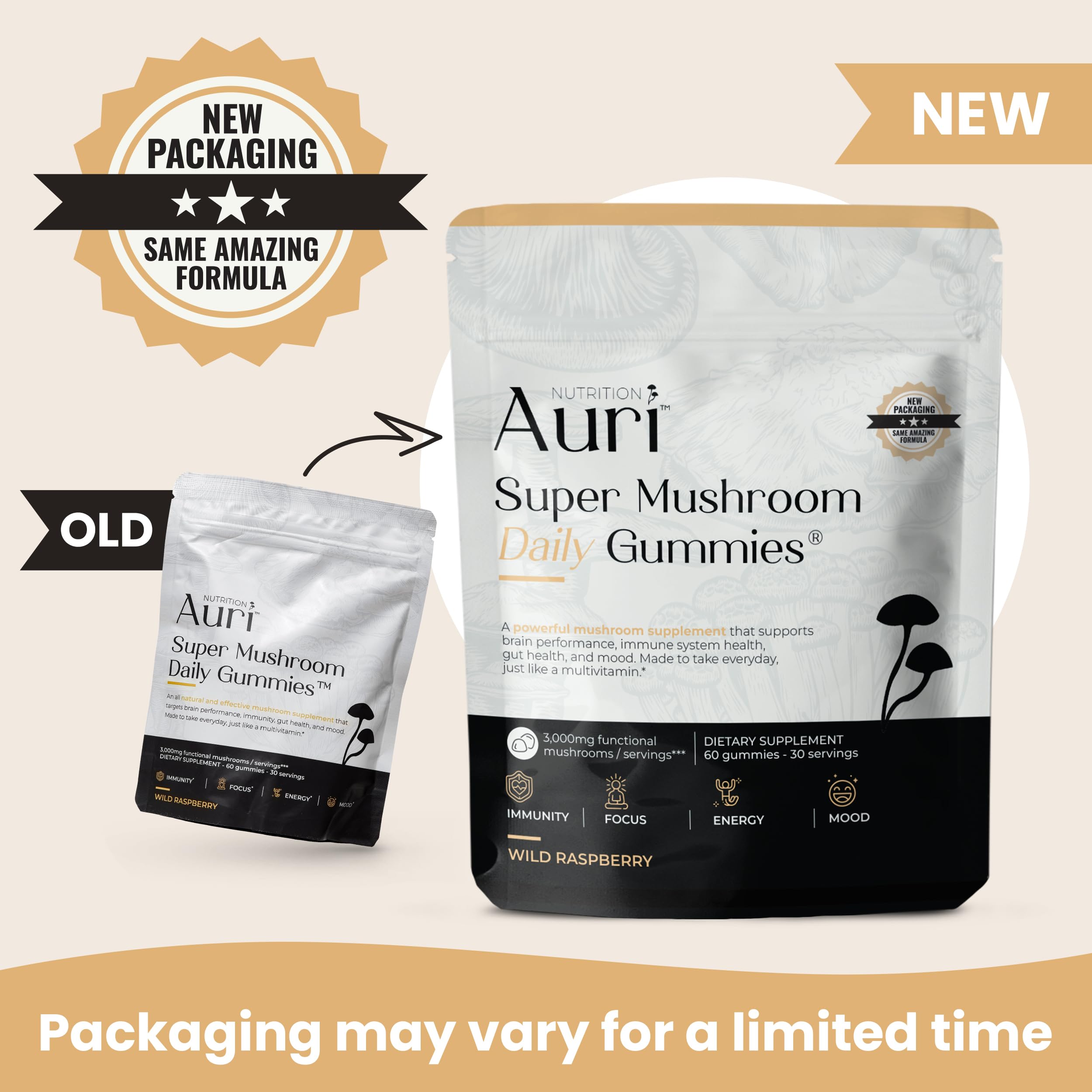 Nutrition Super Mushroom Daily Gummies – All-in-One Functional Gummy with 12 Mushroom Blend Including Lion’s Mane, Reishi, Chaga & Cordyceps – 60 Gummies