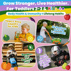 Toddlers 2-3 & Kids 4+ Picky Eater Vitamins with Iron, for Minors Aged 2-17, Children Teens Multiviamin Supergreen Filled Gummies, Methylated B6, B9,B12, Fruits + Veggies + Mushroom, Sugar Free