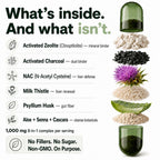 Zeolite Detox Binder, 8-in-1 Clinoptilolite & Activated Charcoal, 60ct | Natural Detoxification Pathways, Liver Health & Digestive Support: Milk Thistle & NAC