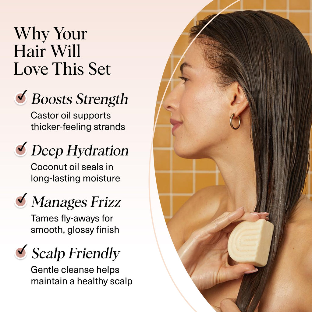 Buy now Kitsch Castor Oil Shampoo Bar & Coconut Oil Conditioner Bar â€“ Nourishing Shampoo and Conditioner Set for Dry, Damaged Hair â€“ Strengthening Hair Care, Hydrating & Deep-Moisturizing - 2pc set at indiglob india