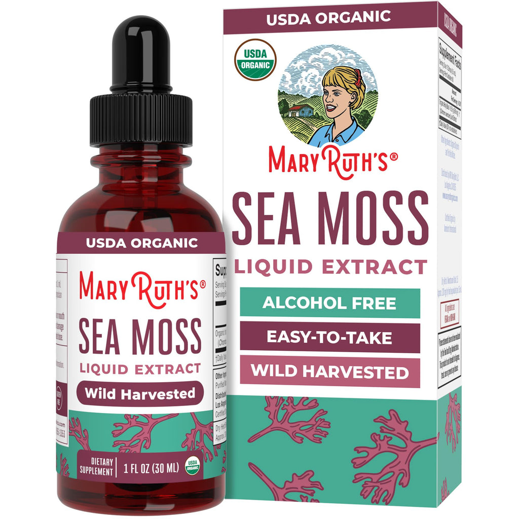 MARYRUTH'S Organic Irish Sea Moss Liquid Drops, Unflavored, 1 Fl Oz | Chondrus Crispus, Wild Harvested, For Adults & Kids Ages 14+, Sugar Free, Vegan