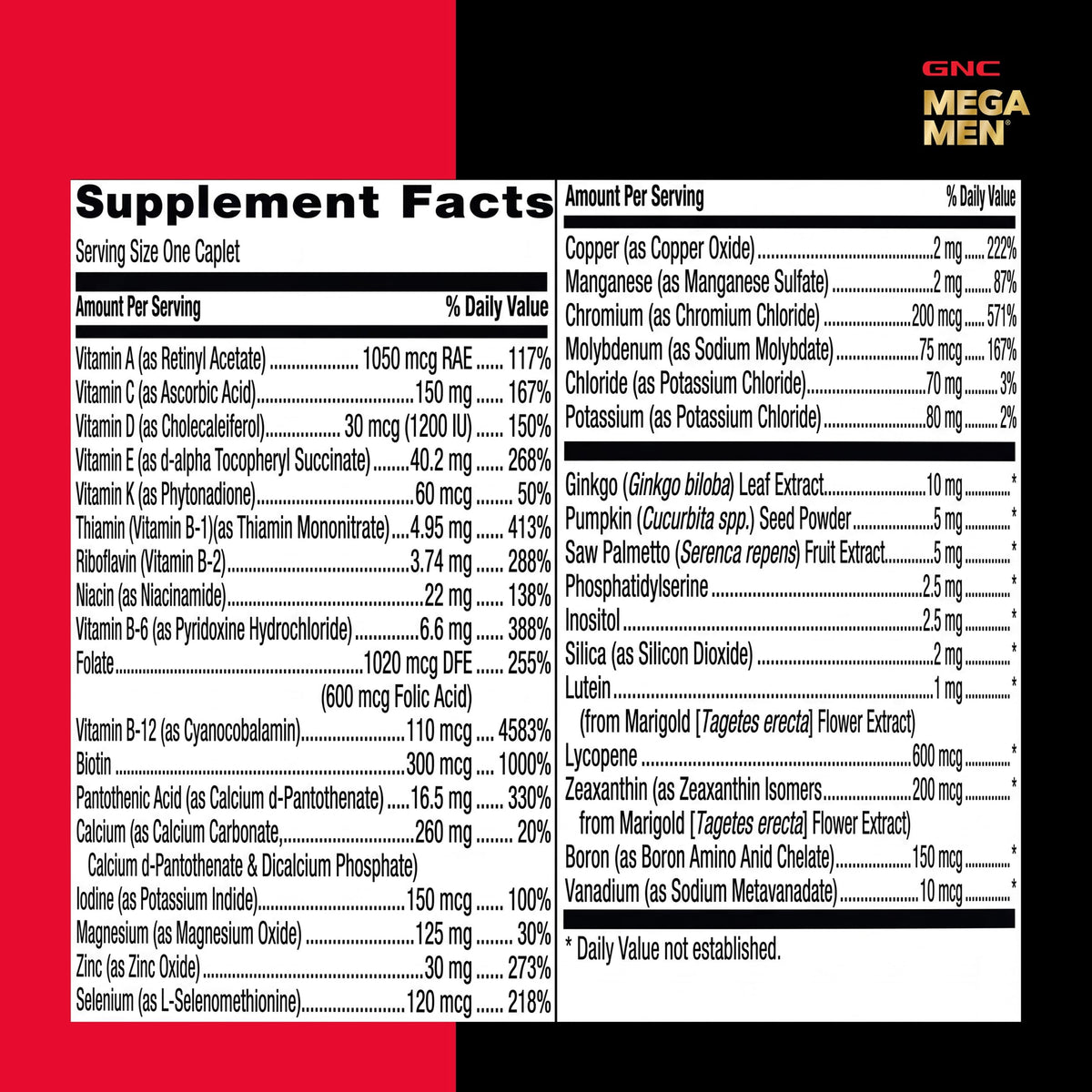 GNC Mega Men 50 Plus One Daily Multi, 60 Count, 60 Servings