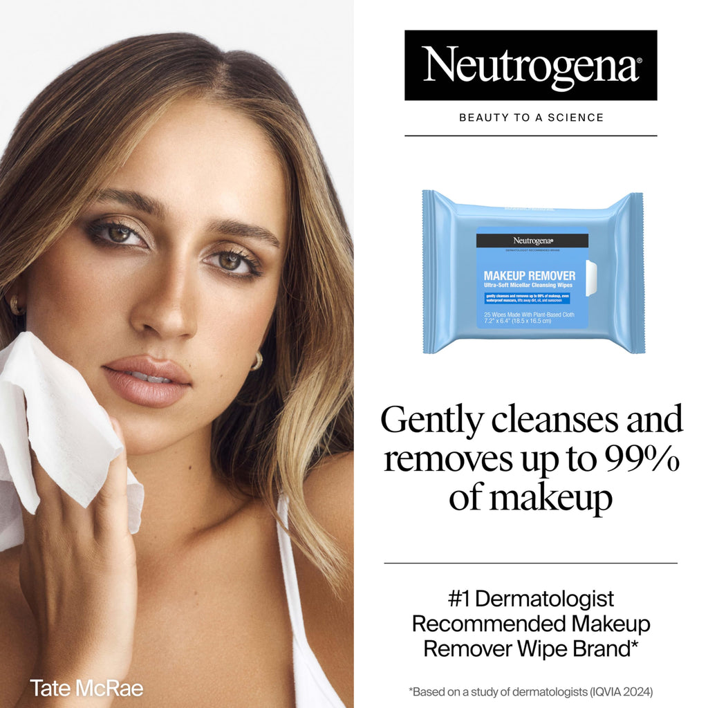 Neutrogena Day & Night Facial Cleansing Wipes, 3 Packs of 25
