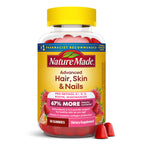 Nature Made Advanced Hair Skin and Nails Gummies, 80 Gummies | Dietary Supplement with Biotin, Pro Retinol A, Niacinamide, Vitamin C and Vitamin E, Strawberry Flavor, 40 Day Supply